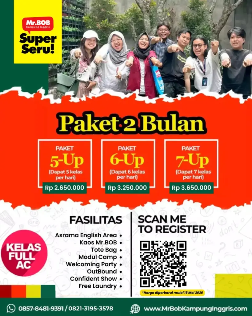 Paket 2 Bulan Mr.BOB Kampung Inggris Mei 2026