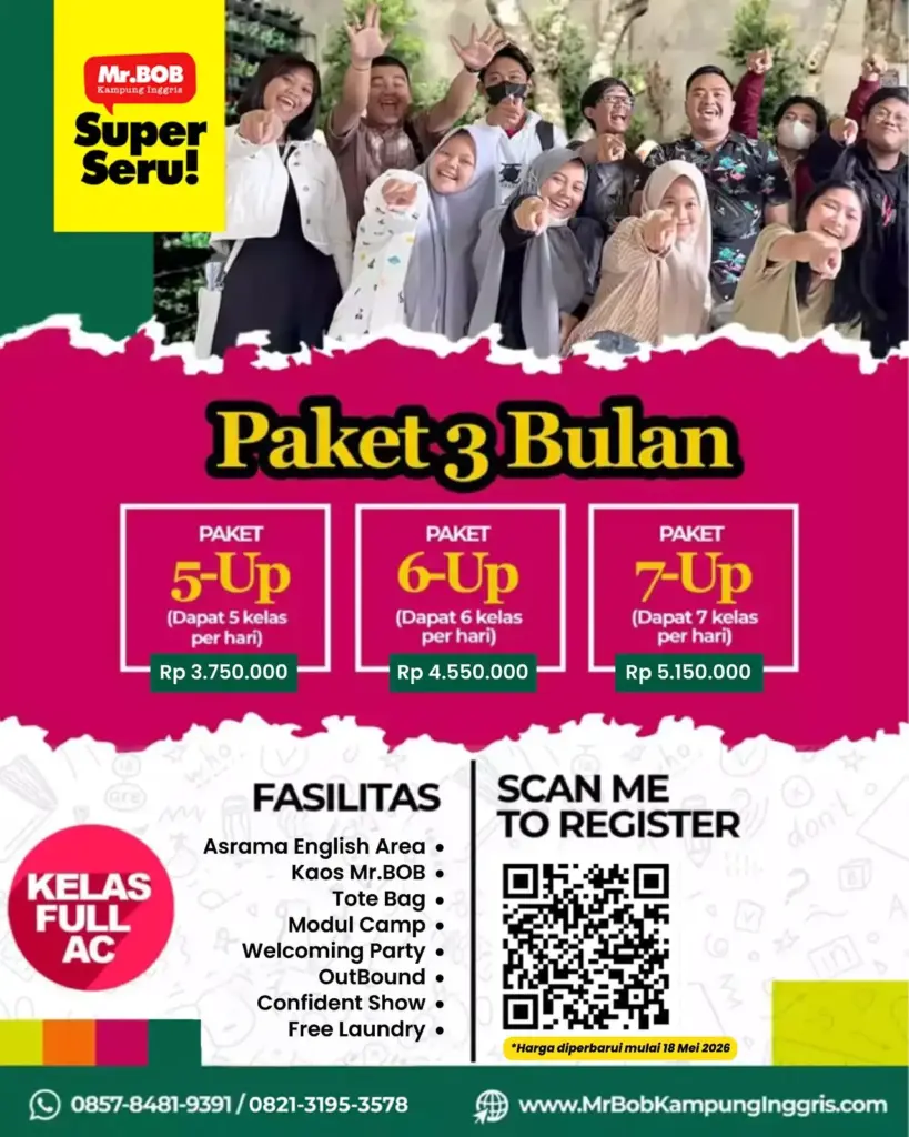 Paket 3 Bulan Mr.BOB Kampung Inggris Mei 2026