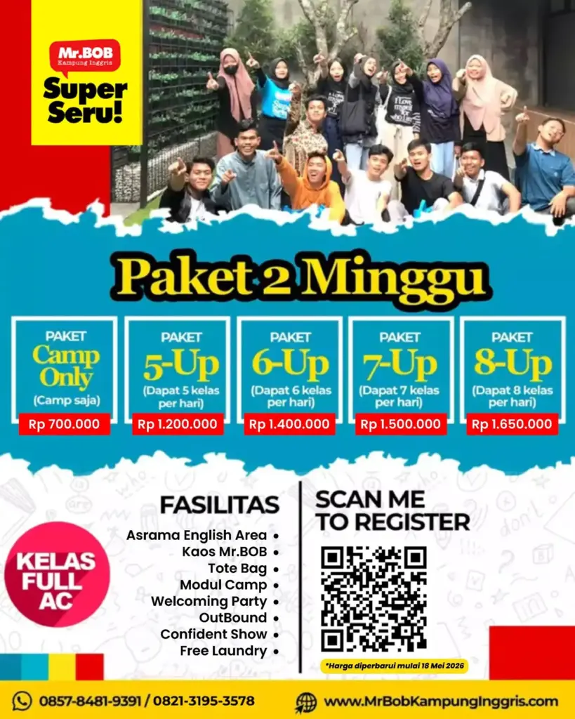 Paket 2 Minggu Mr.BOB Kampung Inggris Mei 2026