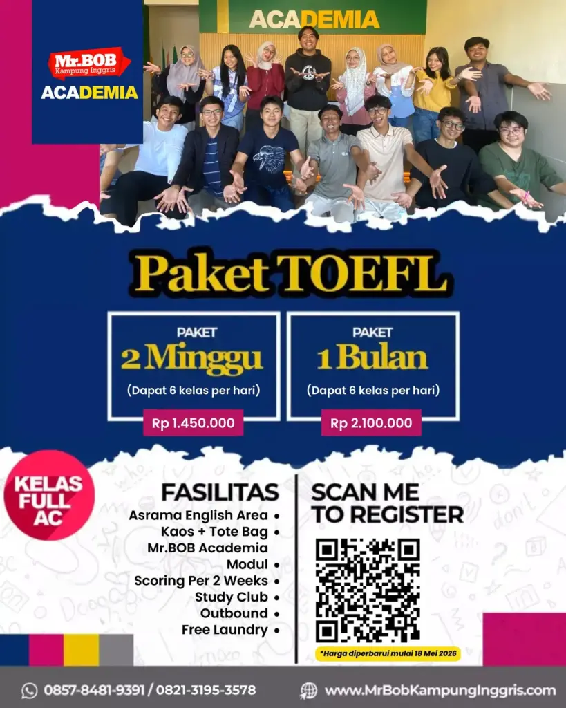 Paket TOEFL Mr.BOB Kampung Inggris Mei 2026